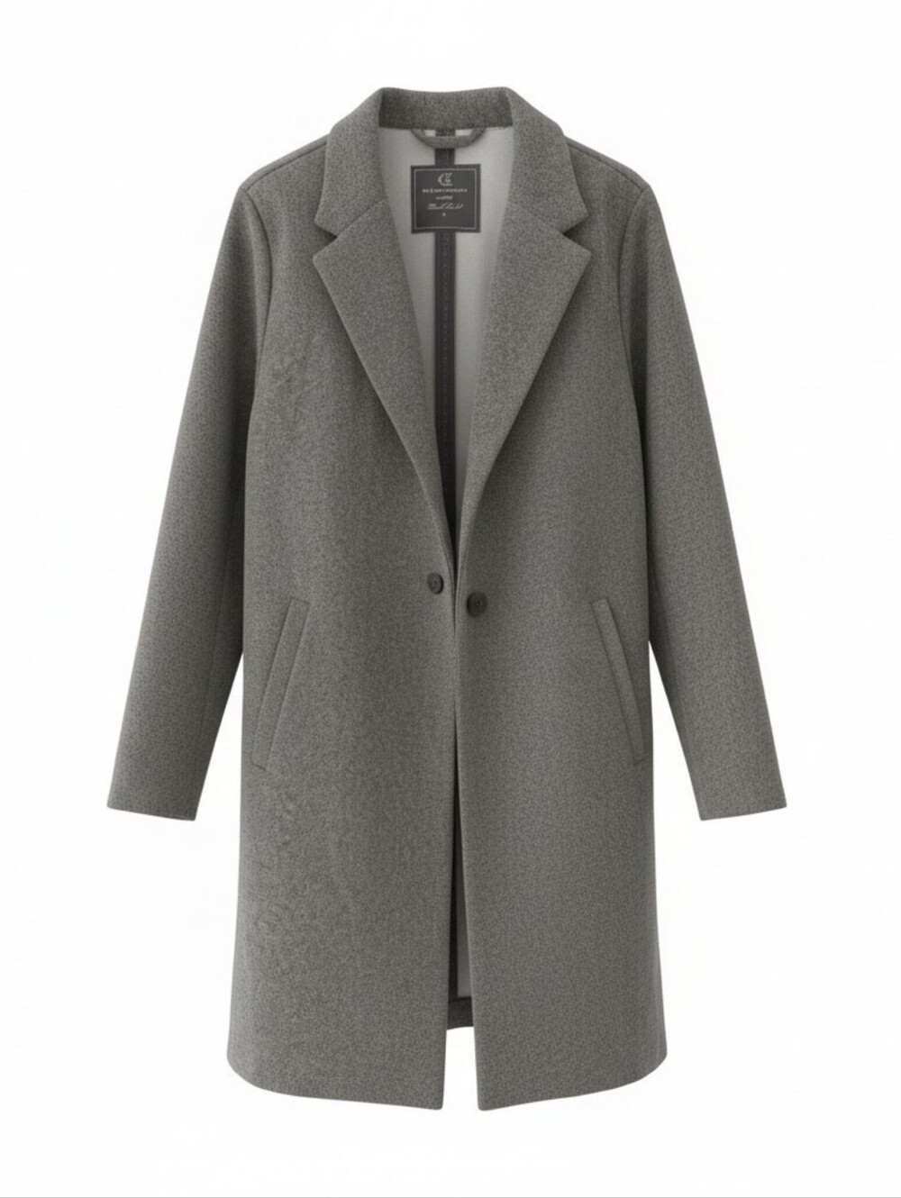 Love For Humanity Black Label Grey Single-Breasted Trench Coat